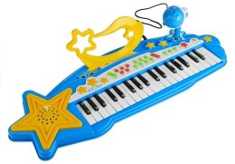 LEAN Toys Duży Keyboard 37 Klawiszy MP3 + Mikrofon Niebieski