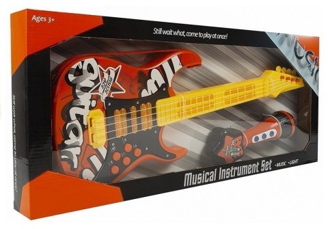 LEAN Toys Gitara Elektryczna Mikrofon Struny Czerwona LEAN Toys Gitara Elektryczna Mikrofon Struny Czerwona
