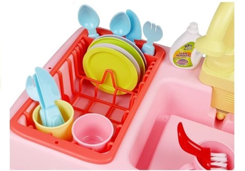 LEAN Toys Kolorowy Zlewozmywak Zlew z Wodą + Akcesoria LEAN Toys Kolorowy Zlewozmywak Zlew z Wodą + Akcesoria