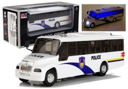 LEAN Toys Model Autobusu Bus Policyjny Świeci Biały