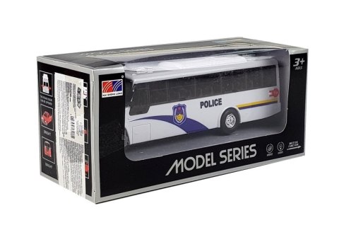 LEAN Toys Model Autobusu Bus Policyjny Świeci Biały LEAN Toys Model Autobusu Bus Policyjny Świeci Biały