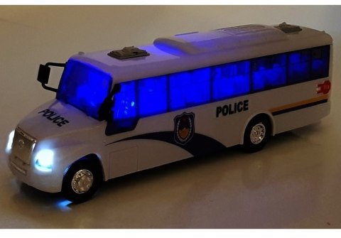 LEAN Toys Model Autobusu Bus Policyjny Świeci Biały LEAN Toys Model Autobusu Bus Policyjny Świeci Biały