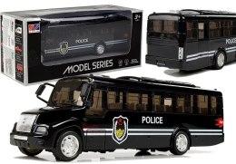 LEAN Toys Model Autobusu Bus Policyjny Świeci Czarny