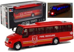 LEAN Toys Model Autobusu Bus Straży Pożarnej Świeci Czerwony