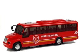 LEAN Toys Model Autobusu Bus Straży Pożarnej Świeci Czerwony