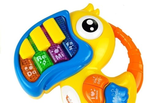 LEAN Toys Pianinko Organki Do Re Mi Papuga Żółte LEAN Toys Pianinko Organki Do Re Mi Papuga Żółte