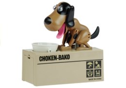 LEAN Toys Skarbonka Pies Zjadający Monety Ciemny Brąz Łatki