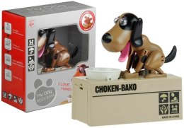 LEAN Toys Skarbonka Pies Zjadający Monety Ciemny Brąz Łatki