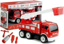 LEAN Toys Wóz Strażacki Do Rozkręcania Drabina + Narzędzia