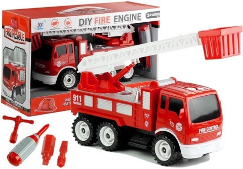 LEAN Toys Wóz Strażacki Do Rozkręcania Drabina + Narzędzia