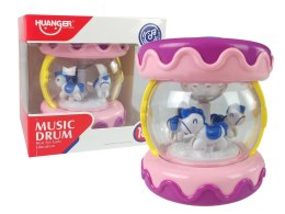 LEAN Toys Kolorowy Bębenek z Karuzelą Odgłosy Zwierząt Róż