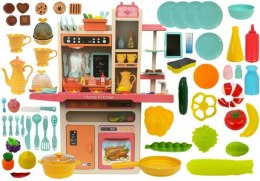 LEAN Toys Kuchnia Dziecięca Różowa Warzywa Akcesoria Sztucce