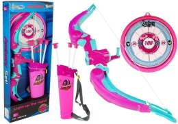 LEAN Toys Łuk z Tarczą + 3 Strzały na Przyssawki Różowy