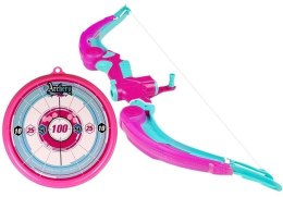 LEAN Toys Łuk z Tarczą + 3 Strzały na Przyssawki Różowy