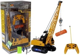 LEAN Toys Pojazd Budowlany Dźwig Zdalnie Sterowany RC Ruchome Ramie Światła Żółty