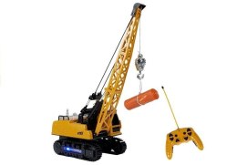 LEAN Toys Pojazd Budowlany Dźwig Zdalnie Sterowany RC Ruchome Ramie Światła Żółty