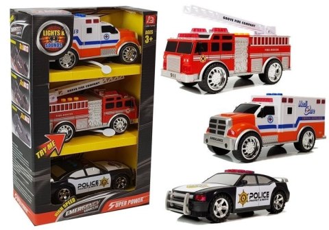 LEAN Toys Zestaw Aut Służby Specjalne Straż Pożarna Policja LEAN Toys Zestaw Aut Służby Specjalne Straż Pożarna Policja