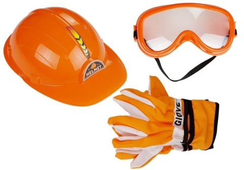 LEAN Toys Zestaw Majsterkowicza Piła Rękawice Kask Okulary LEAN Toys Zestaw Majsterkowicza Piła Rękawice Kask Okulary