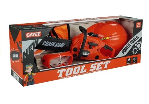 LEAN Toys Zestaw Majsterkowicza Piła Rękawice Kask Okulary LEAN Toys Zestaw Majsterkowicza Piła Rękawice Kask Okulary