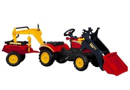 LEAN CARS Traktor z Przyczepą i Łyżką na Pedały Benson Czerwony