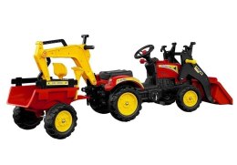 LEAN CARS Traktor z Przyczepą i Łyżką na Pedały Benson Czerwony