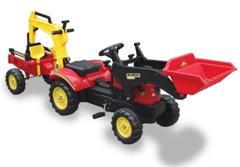 LEAN CARS Traktor z Przyczepą i Łyżką na Pedały Benson Czerwony LEAN CARS Traktor z Przyczepą i Łyżką na Pedały Benson Czerwony