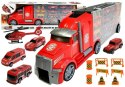 LEAN Toys Ciężarówka Straży Pożarnej Sorter Walizka z Autkami Helikopter Czerwona