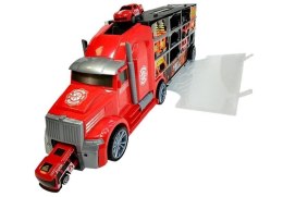 LEAN Toys Ciężarówka Straży Pożarnej Sorter Walizka z Autkami Helikopter Czerwona
