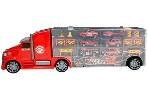 LEAN Toys Ciężarówka Straży Pożarnej Sorter Walizka z Autkami Helikopter Czerwona LEAN Toys Ciężarówka Straży Pożarnej Sorter Walizka z Autkami Helikopter Czerwona