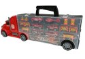 LEAN Toys Ciężarówka Straży Pożarnej Sorter Walizka z Autkami Helikopter Czerwona