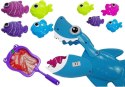 LEAN Toys Gra Kąpielowa Rekin Łowca Rybek Siatka Podbierak