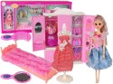 LEAN Toys Lalka z Ubrankami Garderobą Pokój Meble Szafa Łóżko Akcesoria