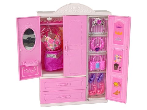 LEAN Toys Lalka z Ubrankami Garderobą Pokój Meble Szafa Łóżko Akcesoria LEAN Toys Lalka z Ubrankami Garderobą Pokój Meble Szafa Łóżko Akcesoria