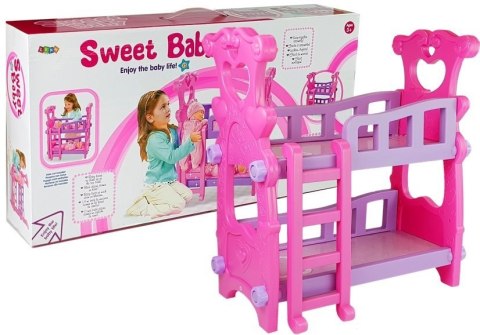 LEAN Toys Łóżeczko Piętrowe dla Lalek Różowe LEAN Toys Łóżeczko Piętrowe dla Lalek Różowe