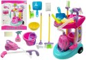 LEAN Toys Zestaw Do Sprzątania Na Wózku Odkurzacz Różowy