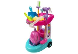 LEAN Toys Zestaw Do Sprzątania Na Wózku Odkurzacz Różowy