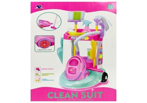 LEAN Toys Zestaw Do Sprzątania Na Wózku Odkurzacz Różowy LEAN Toys Zestaw Do Sprzątania Na Wózku Odkurzacz Różowy