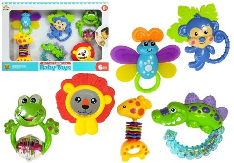 LEAN Toys Zestaw Grzechotek Gryzaków Kolorowe Zwierzątka Misiu Żabka LEAN Toys Zestaw Grzechotek Gryzaków Kolorowe Zwierzątka Misiu Żabka