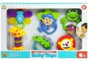 LEAN Toys Zestaw Grzechotek Gryzaków Kolorowe Zwierzątka Misiu Żabka