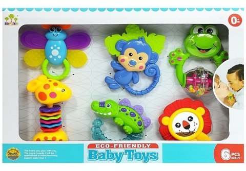 LEAN Toys Zestaw Grzechotek Gryzaków Kolorowe Zwierzątka Misiu Żabka LEAN Toys Zestaw Grzechotek Gryzaków Kolorowe Zwierzątka Misiu Żabka