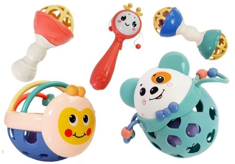 LEAN Toys Zestaw Grzechotek Miękkie Gryzak 5 szt LEAN Toys Zestaw Grzechotek Miękkie Gryzak 5 szt
