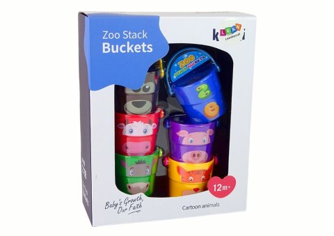 LEAN Toys Zestaw Kolorowe Wiaderka ze Zwierzątkami Piramidka LEAN Toys Zestaw Kolorowe Wiaderka ze Zwierzątkami Piramidka