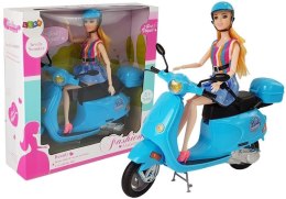 LEAN Toys Zestaw Lalka Ze Skuterem Kask Długie Włosy Różowy