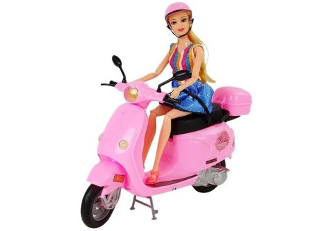 LEAN Toys Zestaw Lalka Ze Skuterem Kask Długie Włosy Różowy LEAN Toys Zestaw Lalka Ze Skuterem Kask Długie Włosy Różowy
