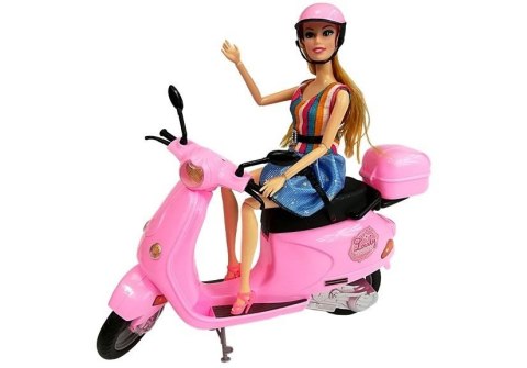 LEAN Toys Zestaw Lalka Ze Skuterem Kask Długie Włosy Różowy LEAN Toys Zestaw Lalka Ze Skuterem Kask Długie Włosy Różowy