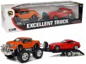 LEAN Toys Zestaw Pojazdów Pomarańczowy Monster Truck Czerwone BMW Laweta 58 cm