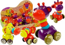 LEAN Toys Zwierzęta na kółkach Żyrafa Czerwona Słoń Żółty