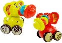 LEAN Toys Zwierzęta na kółkach Żyrafa Czerwona Słoń Żółty