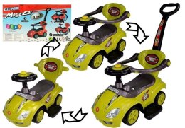 LEAN CARS Jeździk z Pchaczem Mega Car 3w1 Żółty