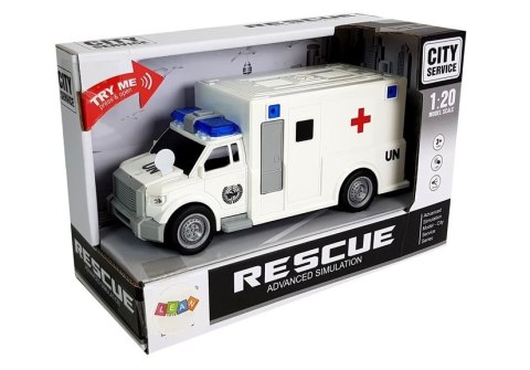 LEAN Toys Auto Ambulans z napędem Karetka Pogotowia 1:20 z dźwiękiem LEAN Toys Auto Ambulans z napędem Karetka Pogotowia 1:20 z dźwiękiem
